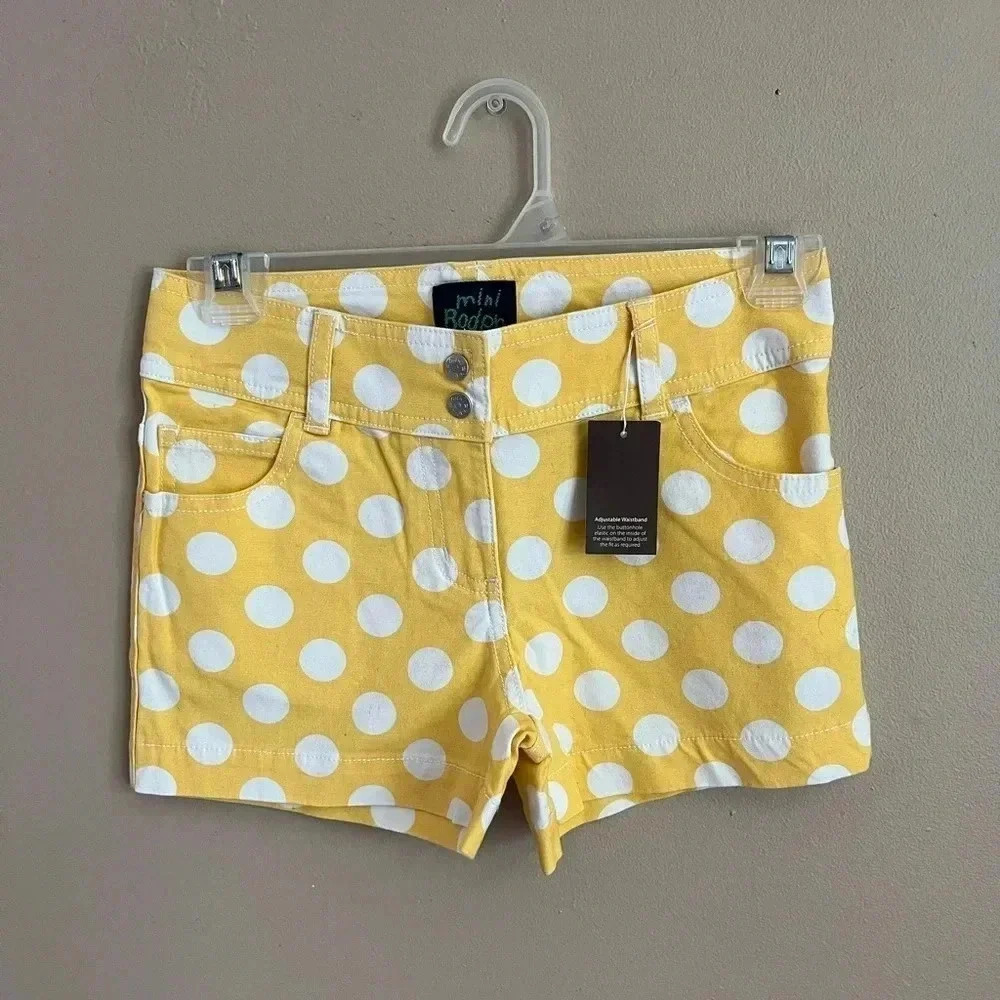 Mini Boden Girls Shorts Yellow Polka Dot 9-10 Years NWT